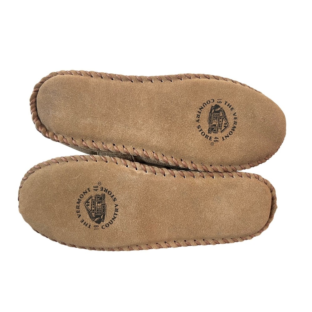 The Vermont Country Store Womens 9M Shearling Lined Suede Slipper Booties Tan - Picture 8 of 8